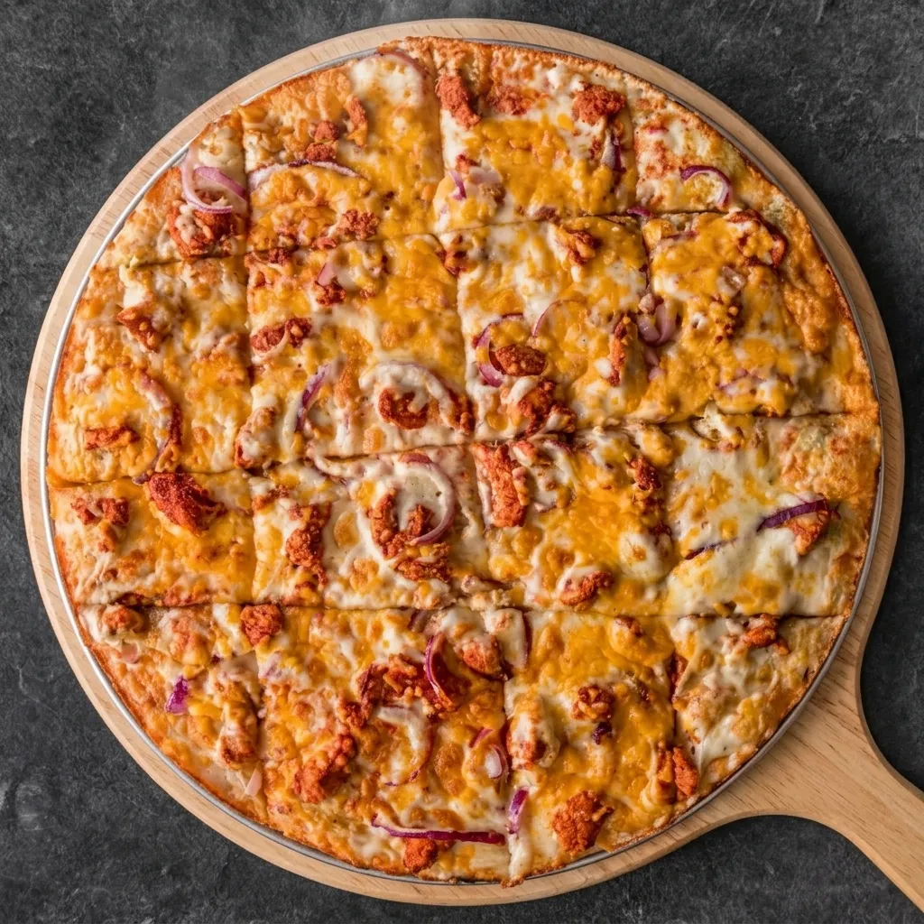 Tandoori Chicken Pizza — signature halal fusion pizza at Aladin's Pizzeria Winnipeg